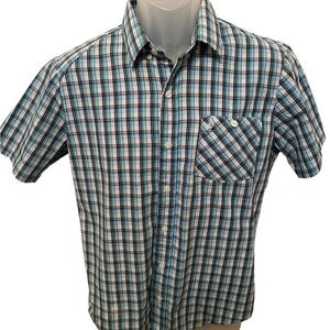 VOLCOM Stone Plaid Classic Fit Blue, Green & Black Plaid Shirt Men SP Small